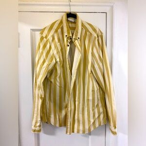 ASOS Casual Button-Down Shirt - Gold and Cream, Size M